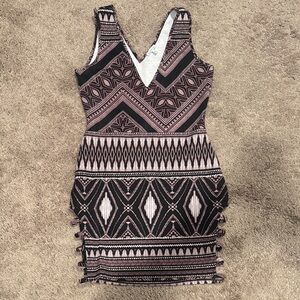 Charlotte Russe Black and Pink Patterned Mini Dress